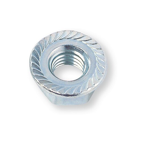 Piuliţe cu dinţi de blocare cu flanşă, asem. DIN 6923, oţel 6, M4 zincat